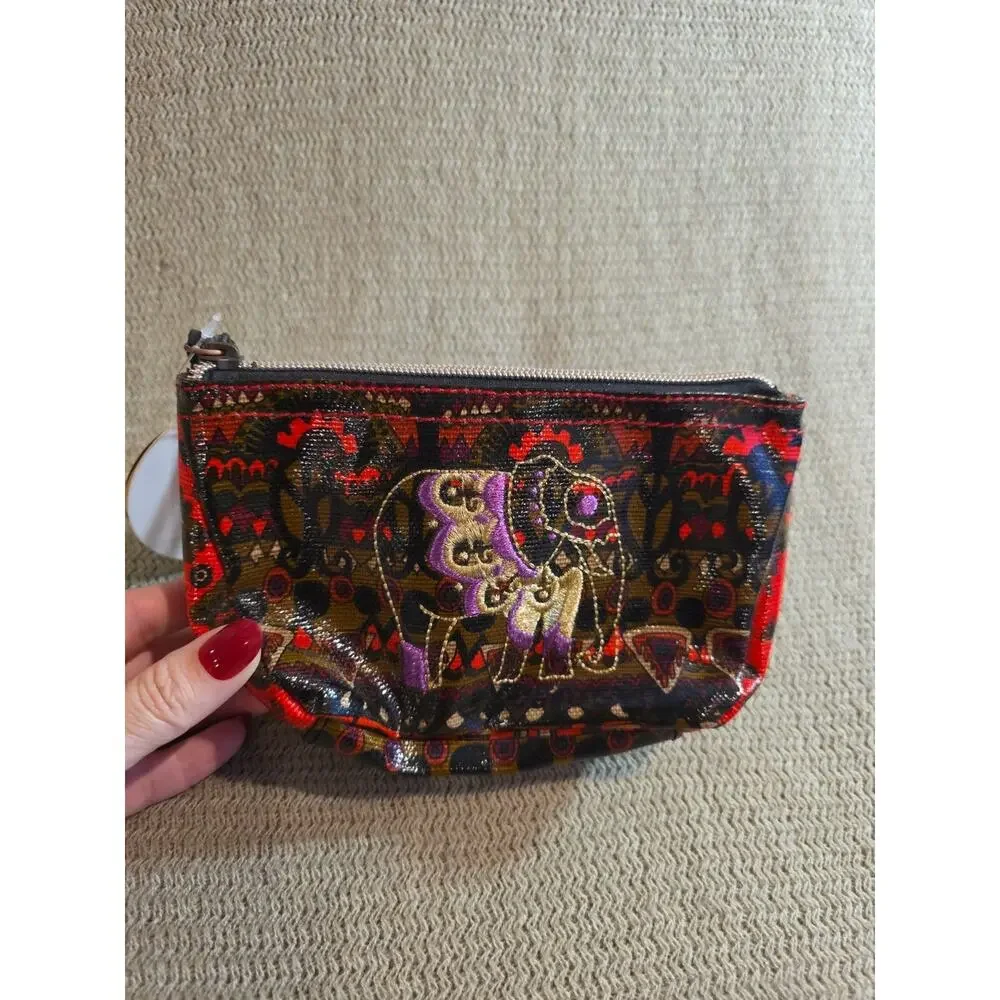 Sakroots Makeup VinylZipBag Embroidered Gold & Purple Elephant NWT But Worn Pull - Picture 3 of 8